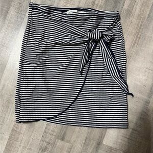 Blue Rain Asymmetrical Black and White Striped Skirt